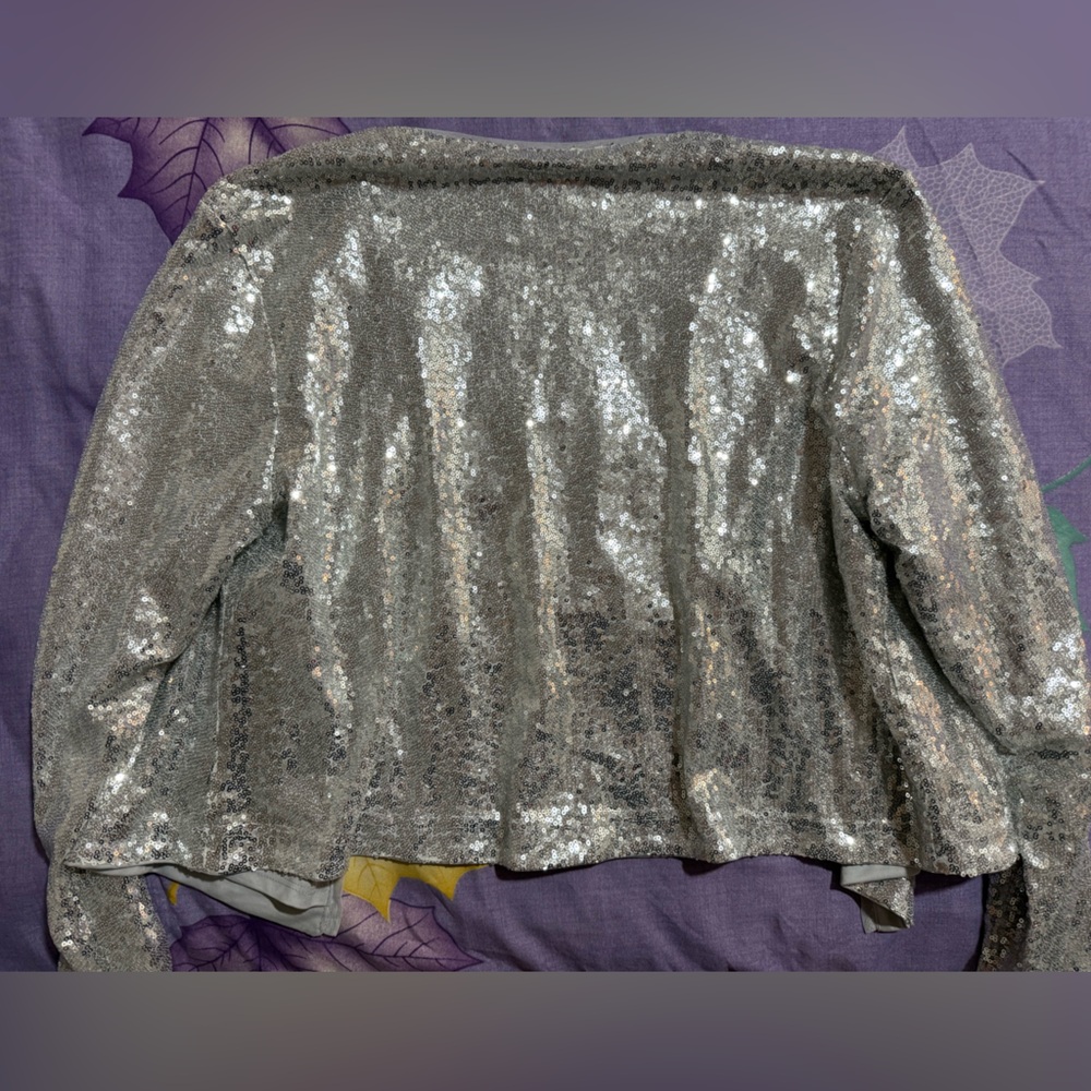 Isaac Mizrahi Shimmering Silver Sequin Jacket - Picture 6 of 7